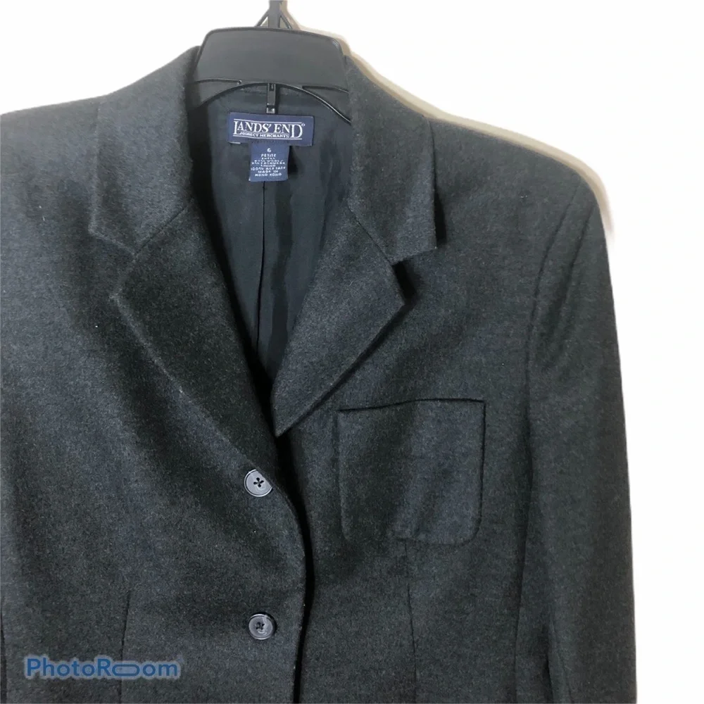 Lands End Vintage Wool Cashmere Coat 6P